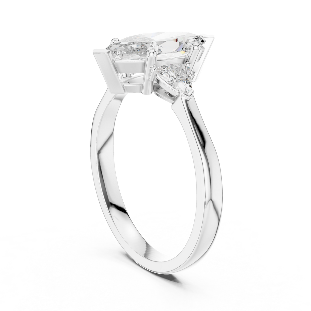 1 Carat Marquise Cut Three Stone Diamond Ring