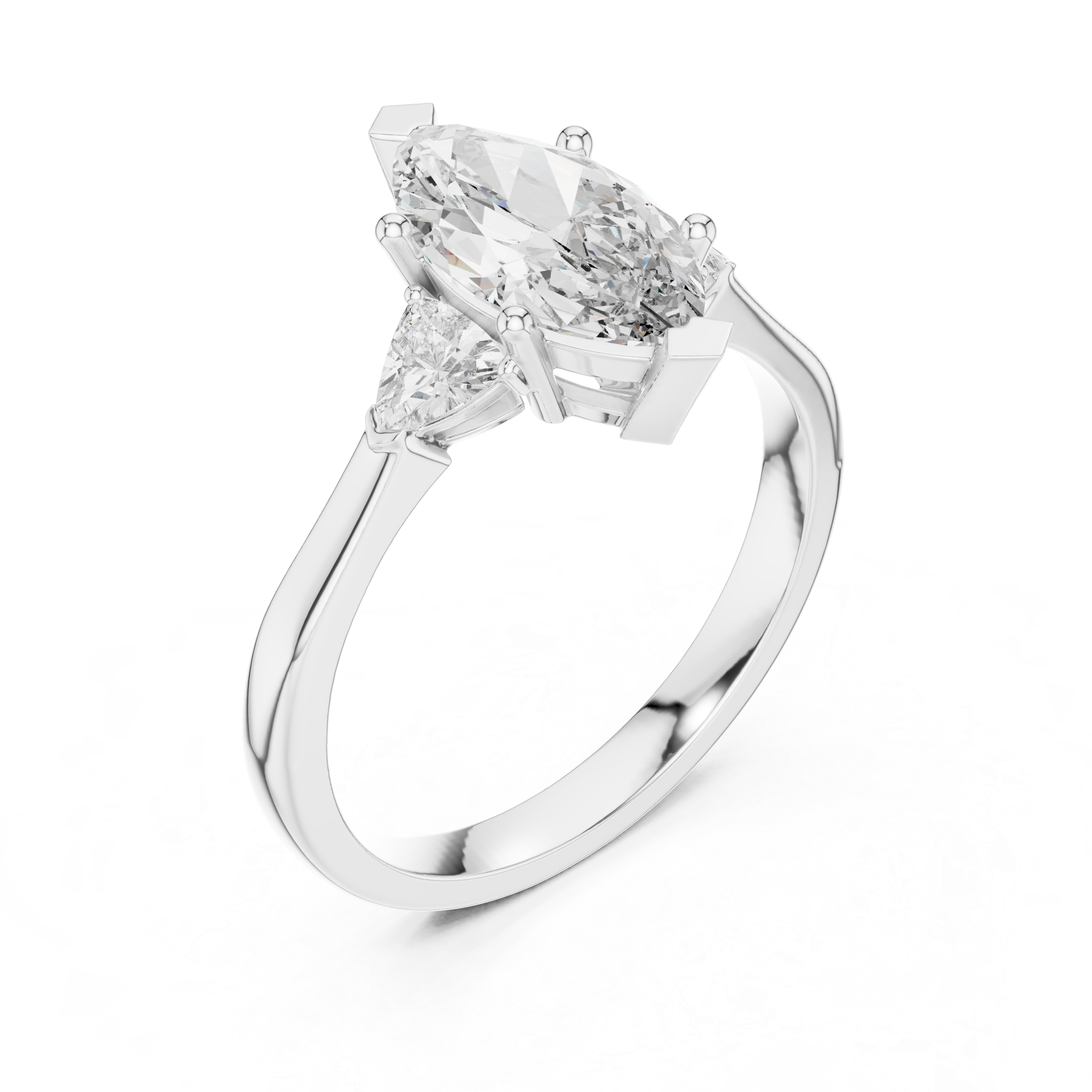 1 Carat Marquise Cut Three Stone Diamond Ring