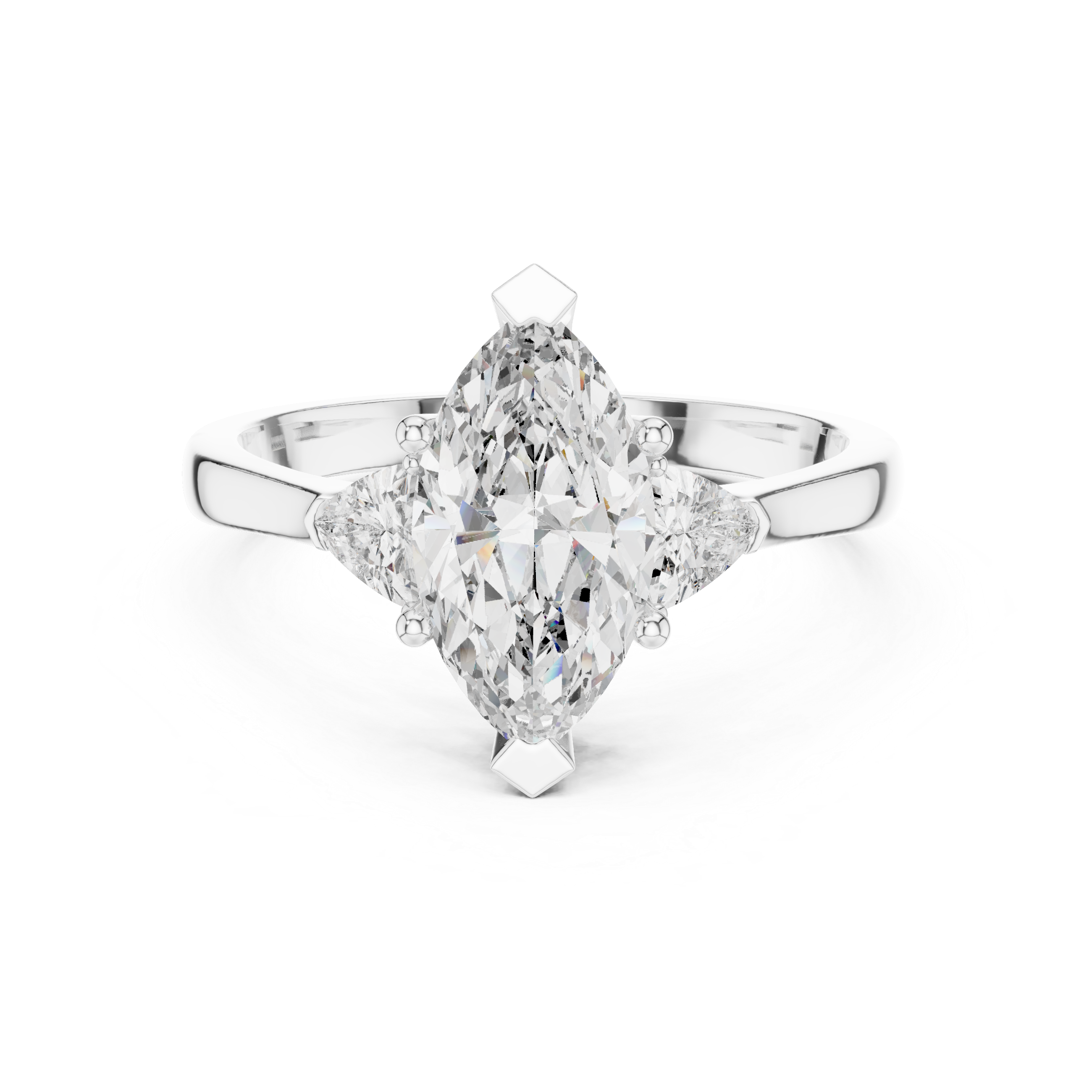 1 Carat Marquise Cut Three Stone Diamond Ring