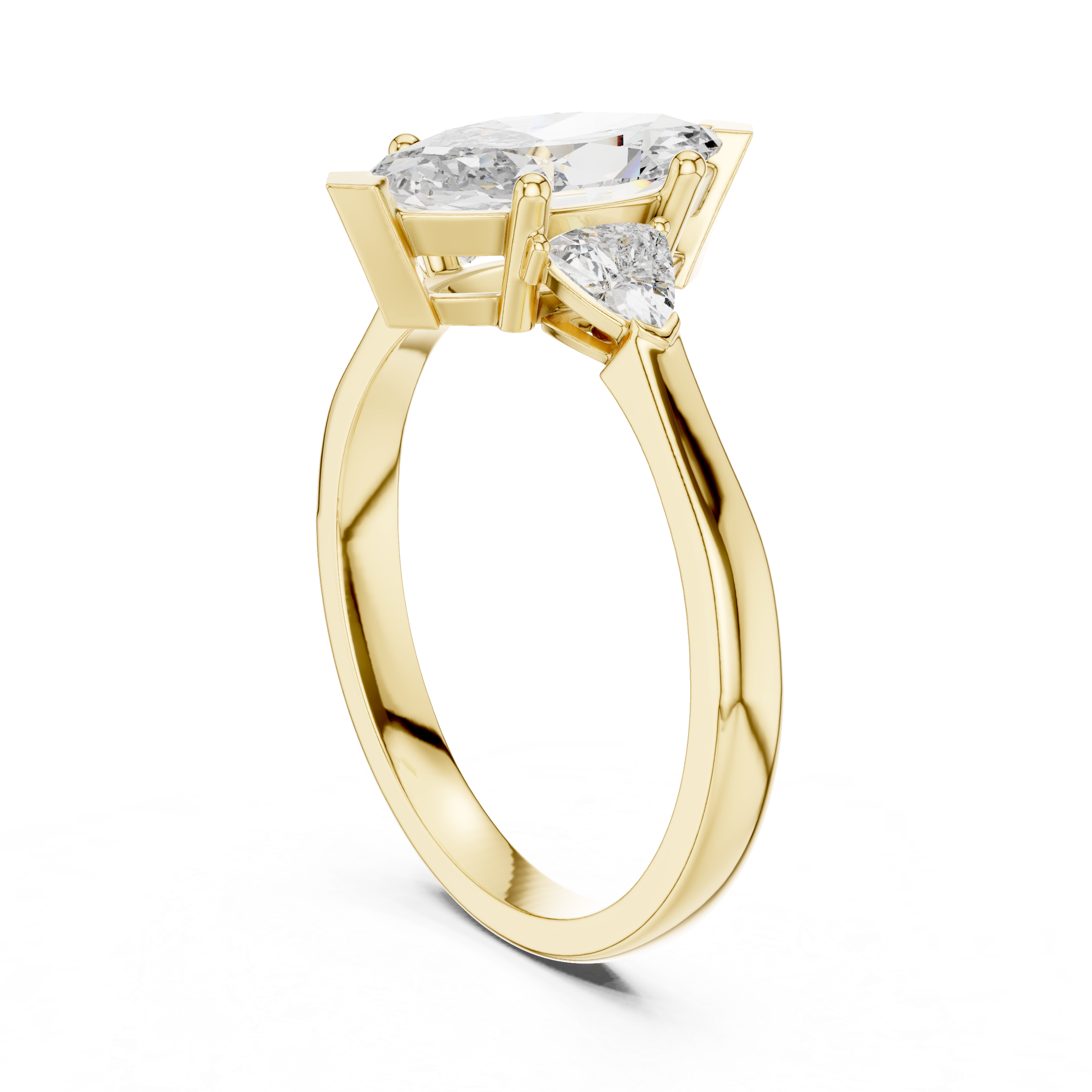 1 Carat Marquise Cut Three Stone Diamond Ring