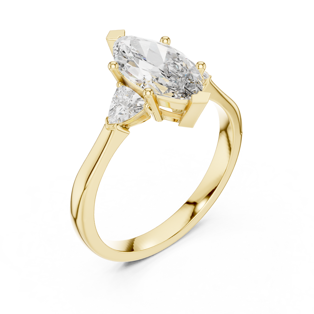 1 Carat Marquise Cut Three Stone Diamond Ring