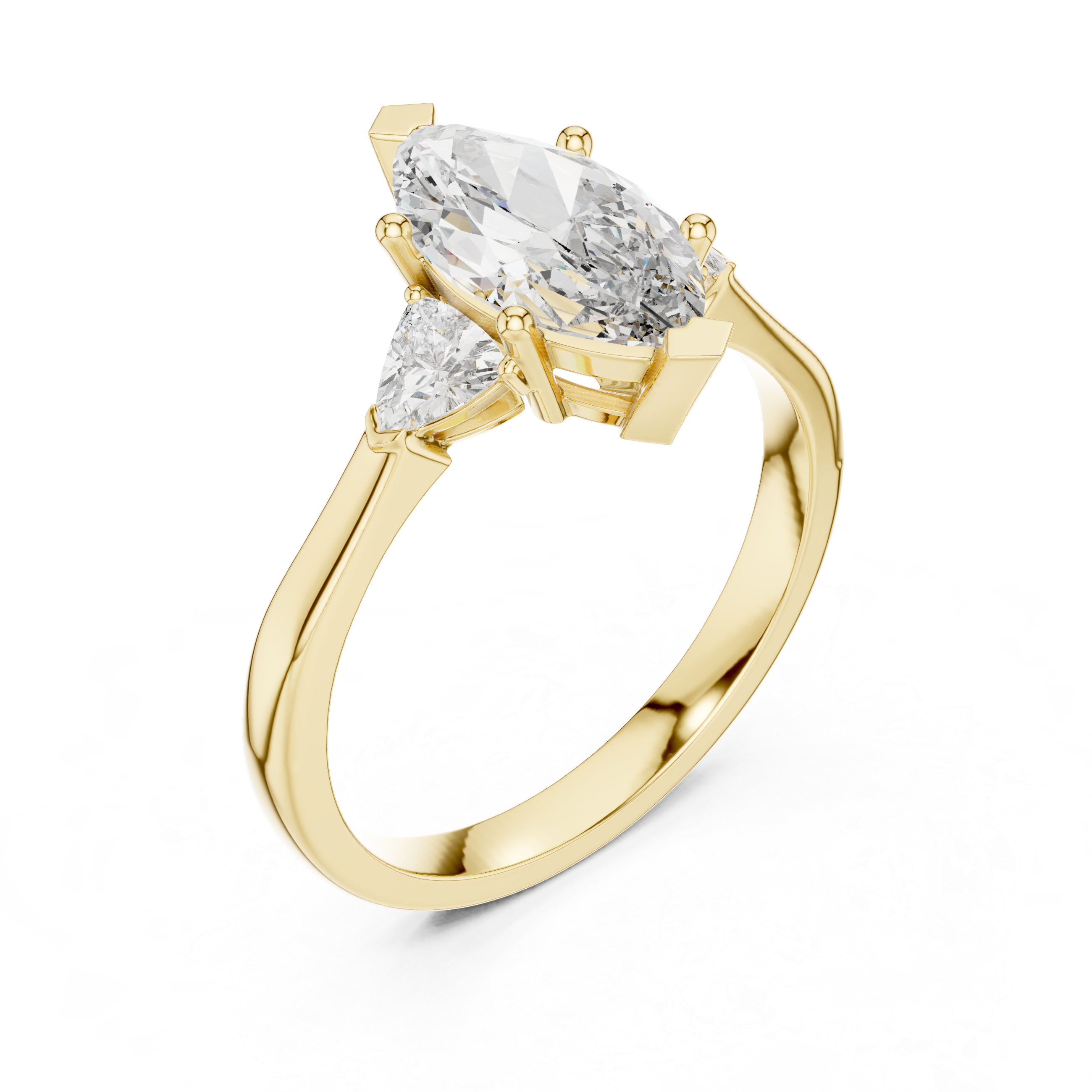 1 Carat Marquise Cut Three Stone Diamond Ring