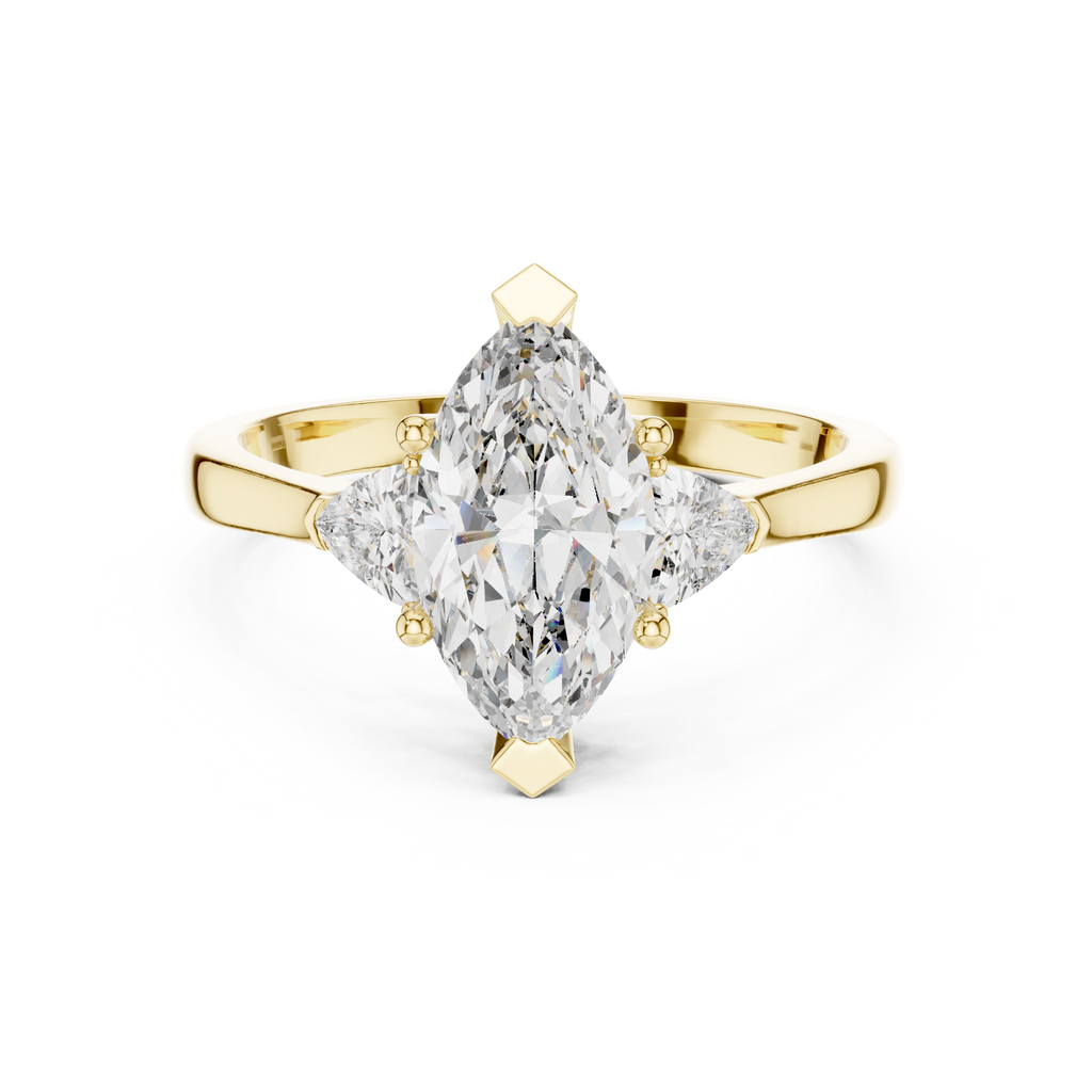 1 Carat Marquise Cut Three Stone Diamond Ring