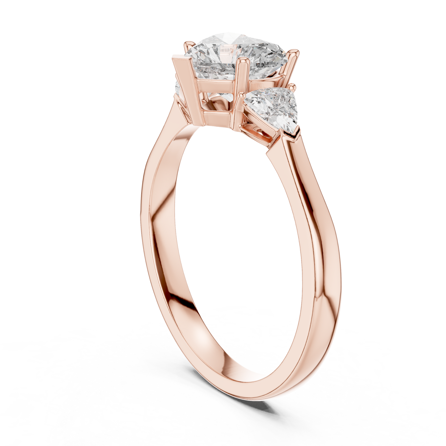 Heart Cut Lab Diamond Three Stone Engagement Ring