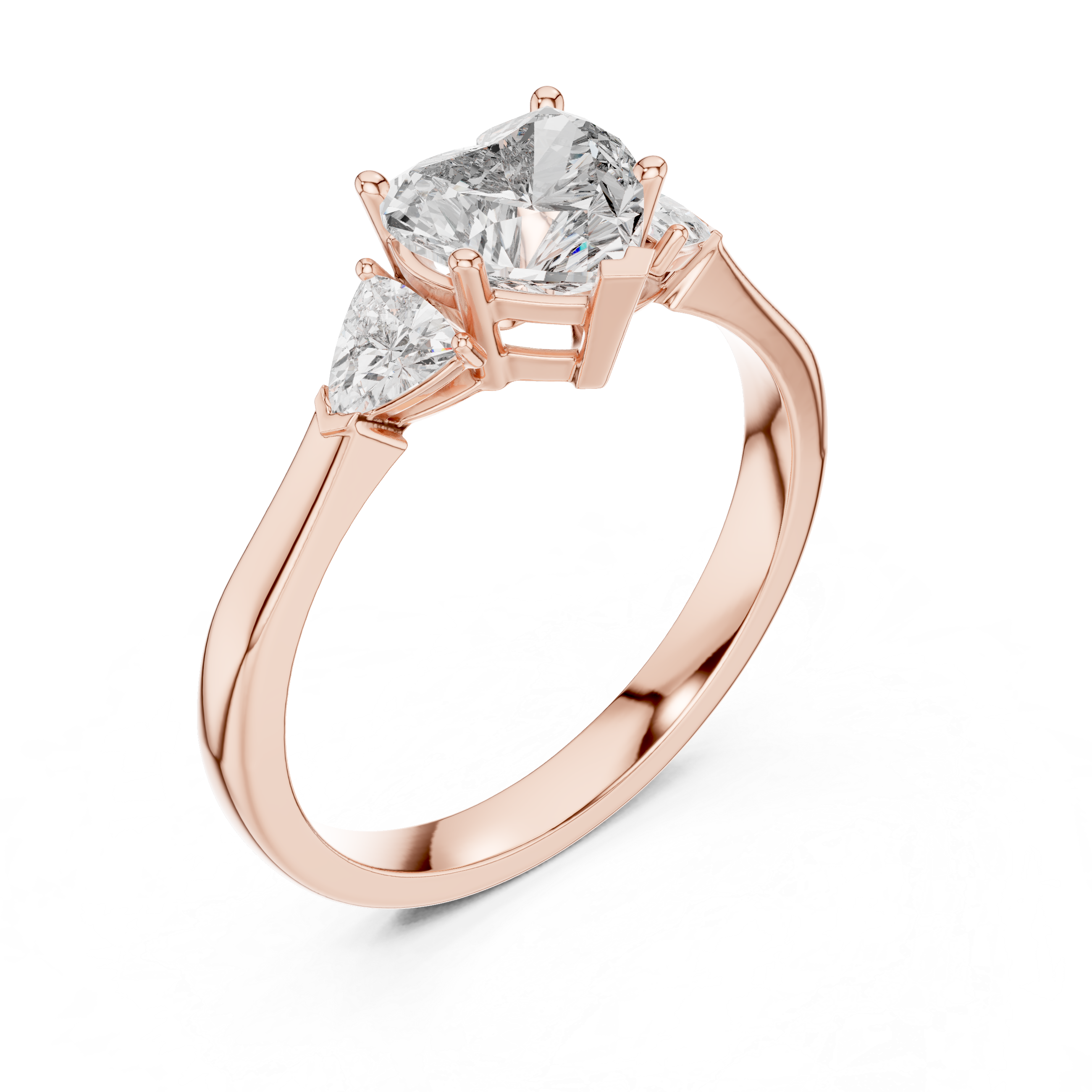 Heart Cut Lab Diamond Three Stone Engagement Ring