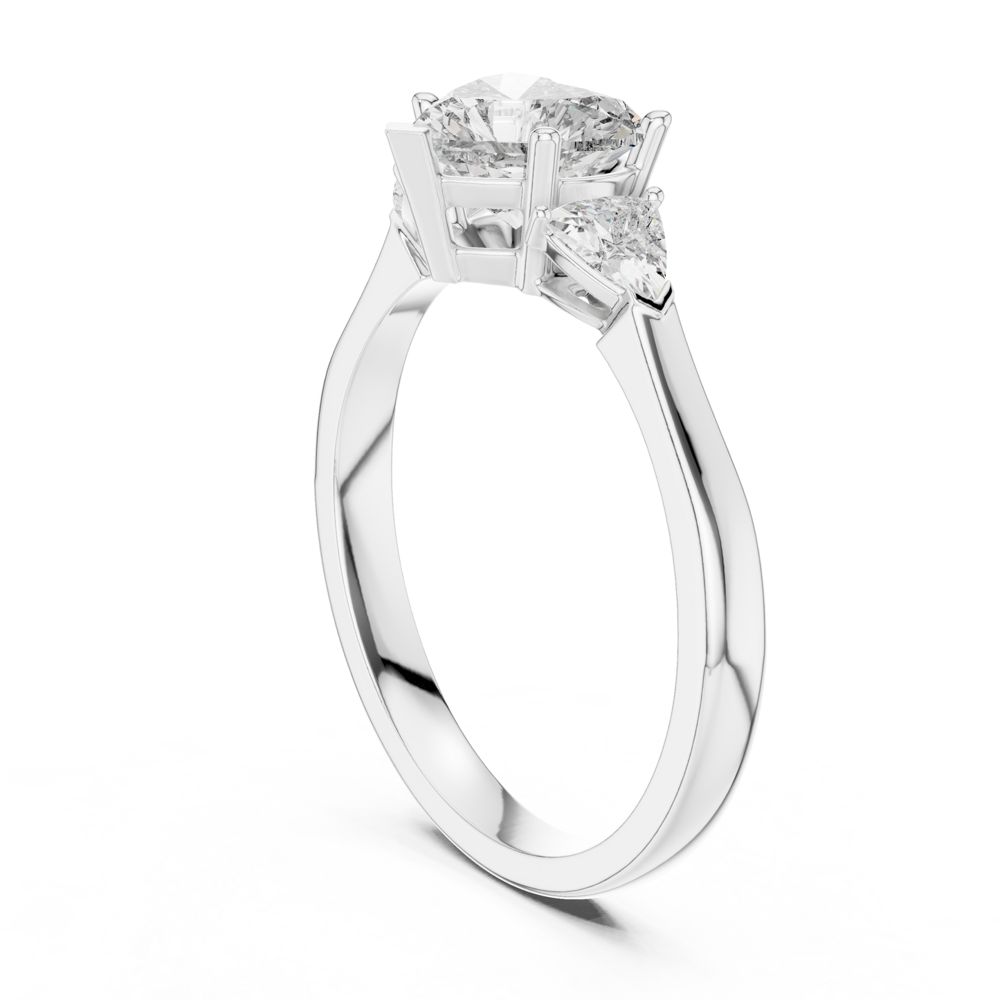 Heart Cut Lab Diamond Three Stone Engagement Ring