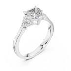 Heart Cut Lab Diamond Three Stone Engagement Ring