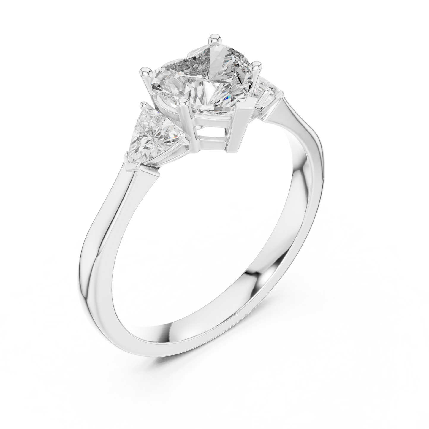 Heart Cut Lab Diamond Three Stone Engagement Ring