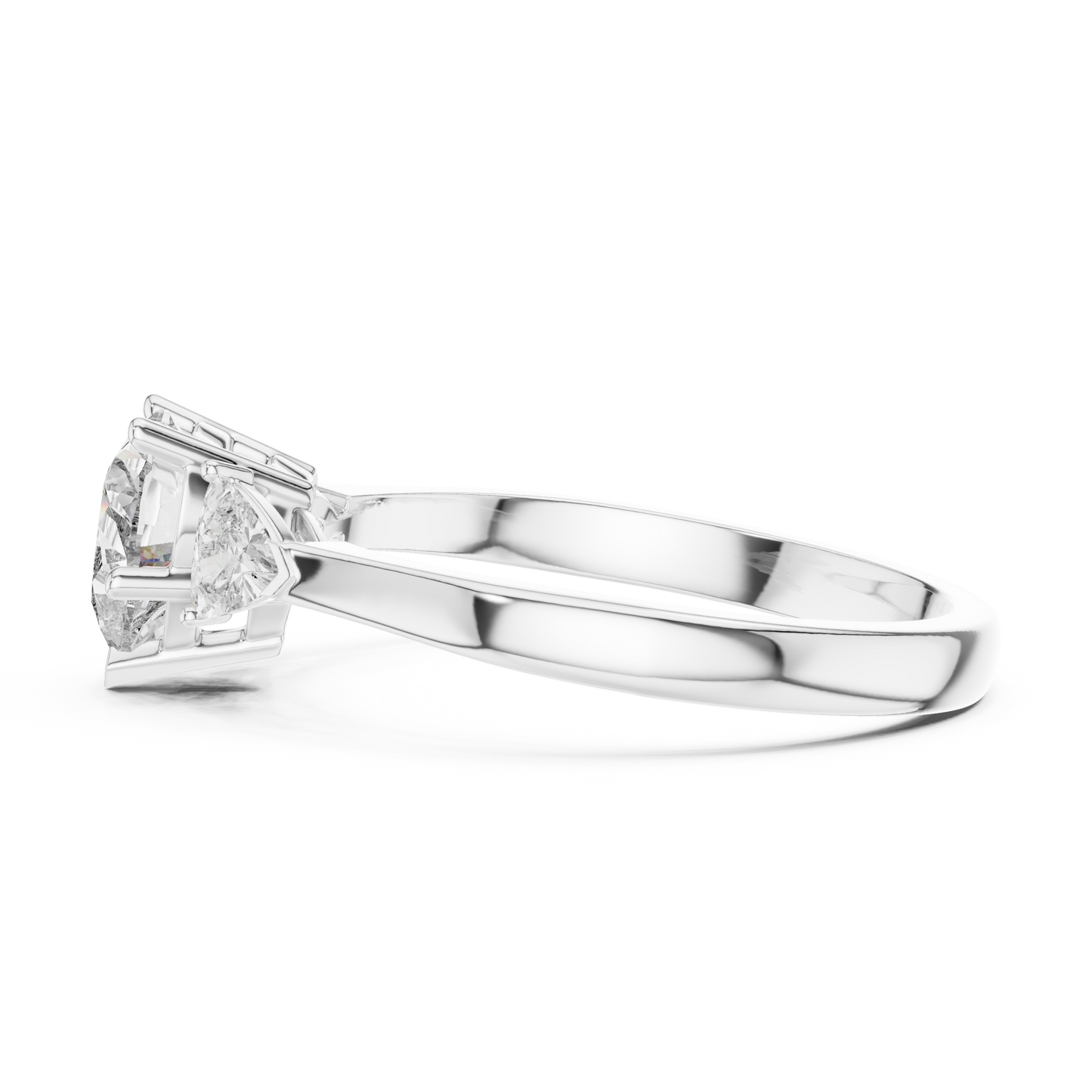 Heart Cut Lab Diamond Three Stone Engagement Ring