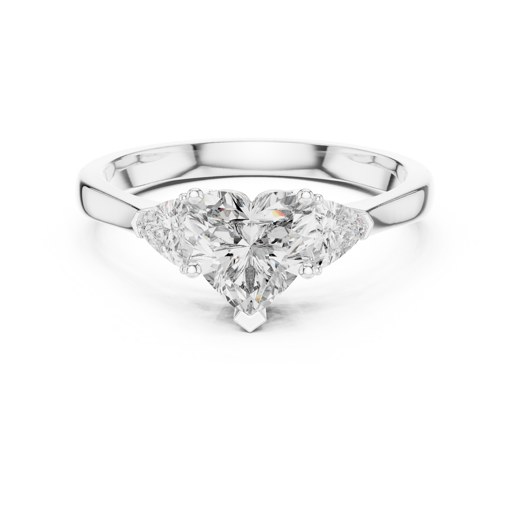 Heart Cut Lab Diamond Three Stone Engagement Ring