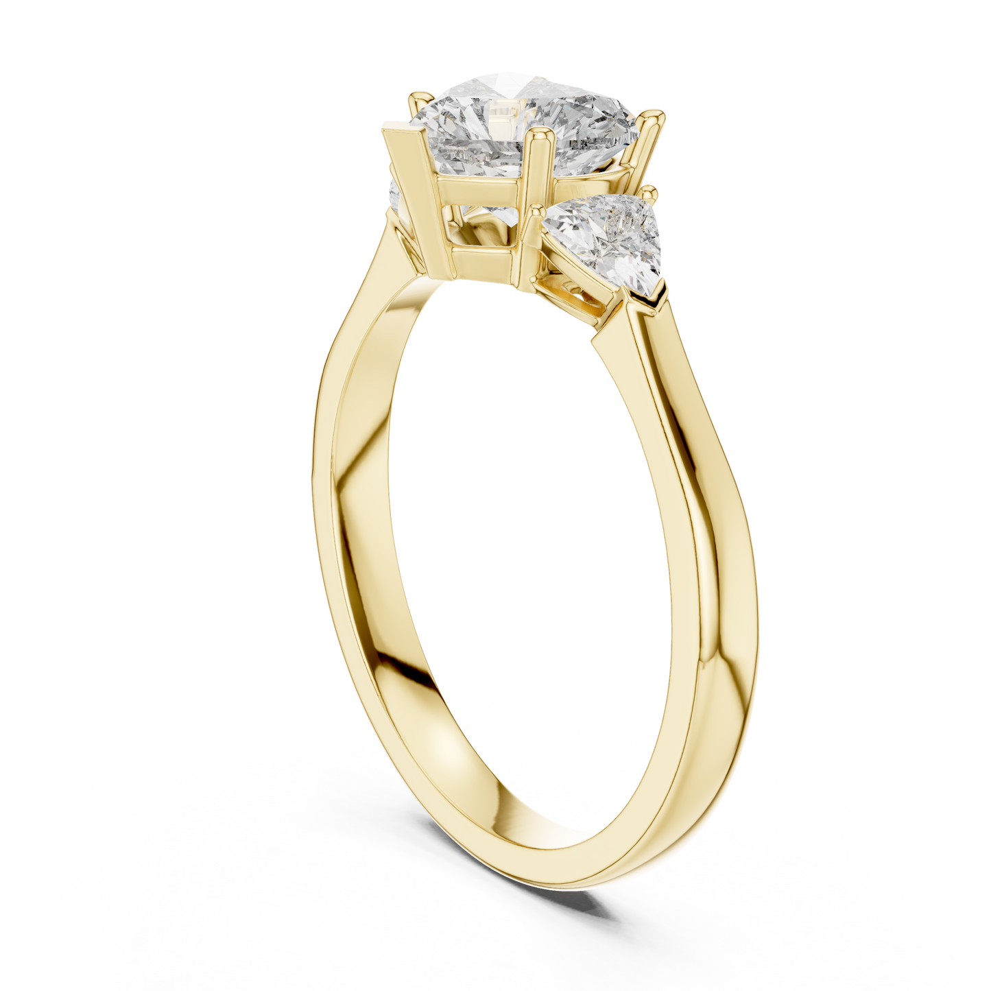 Heart Cut Lab Diamond Three Stone Engagement Ring