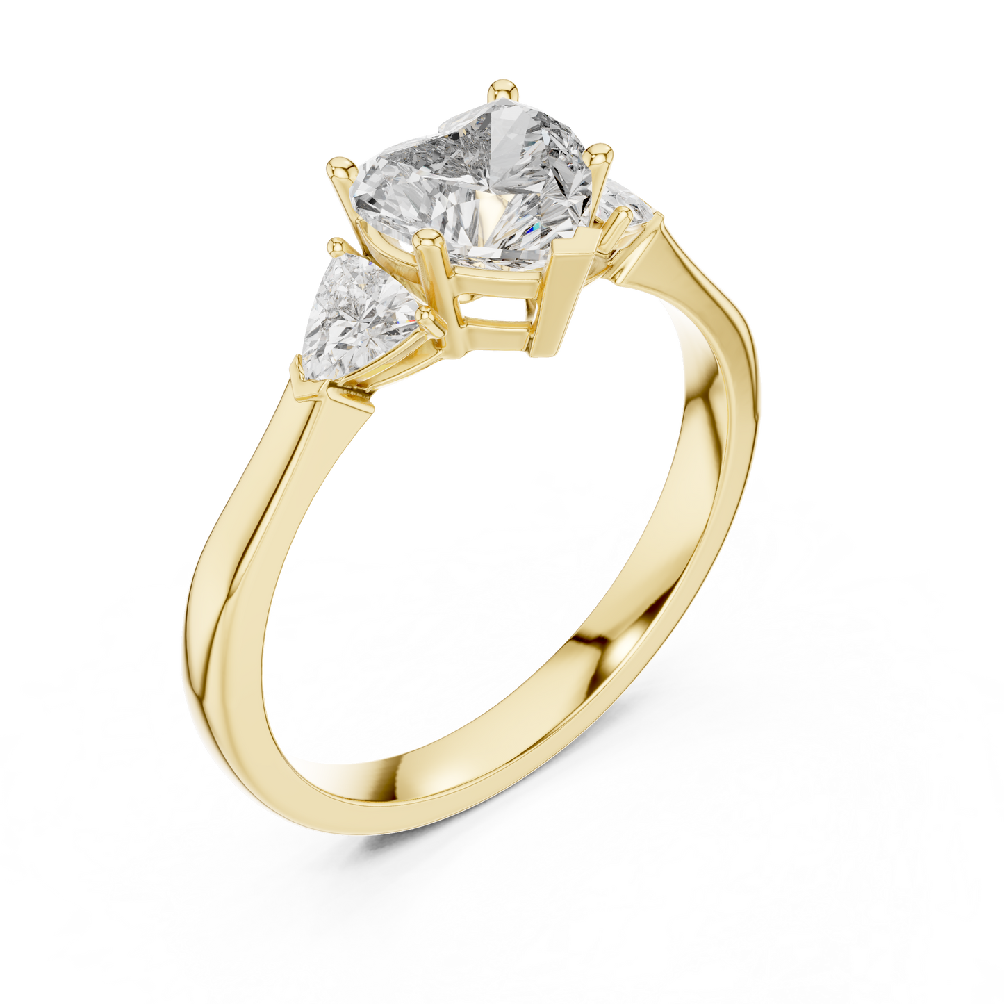 Heart Cut Lab Diamond Three Stone Engagement Ring