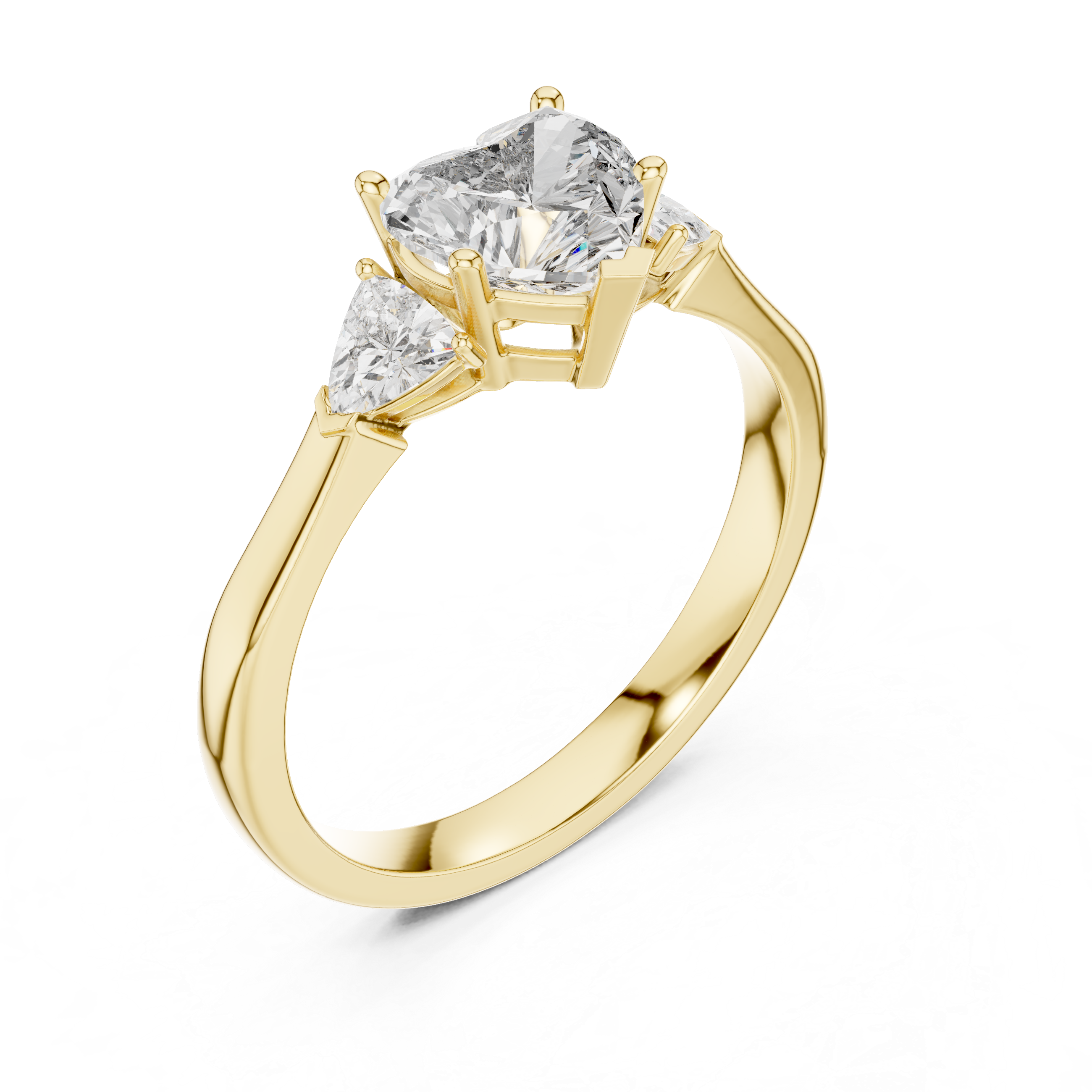 Heart Cut Lab Diamond Three Stone Engagement Ring