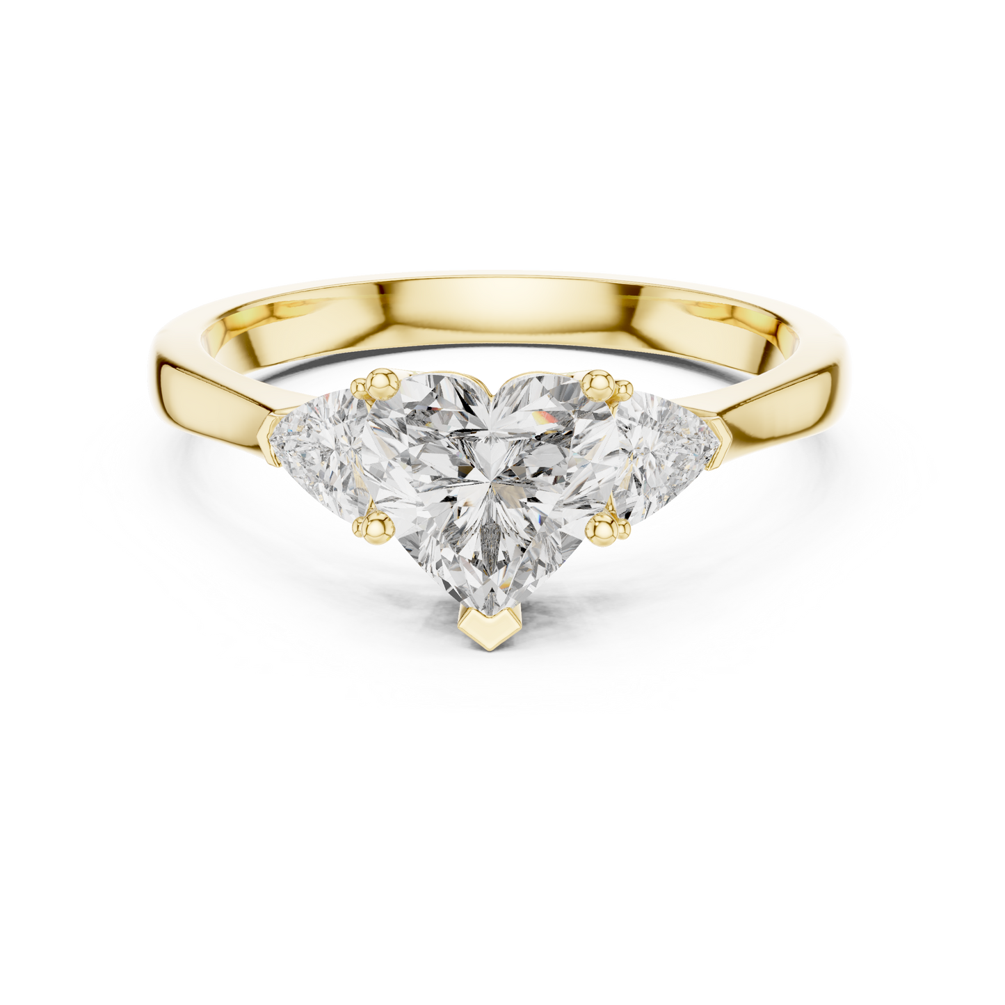 Heart Cut Lab Diamond Three Stone Engagement Ring