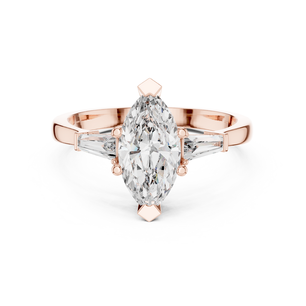 Three Stone Marquise Cut Diamond Engagement Ring