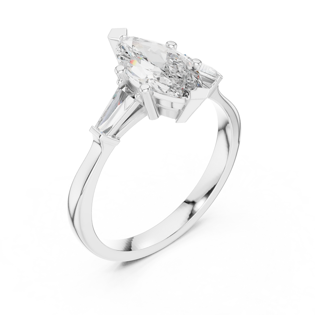 Three Stone Marquise Cut Diamond Engagement Ring