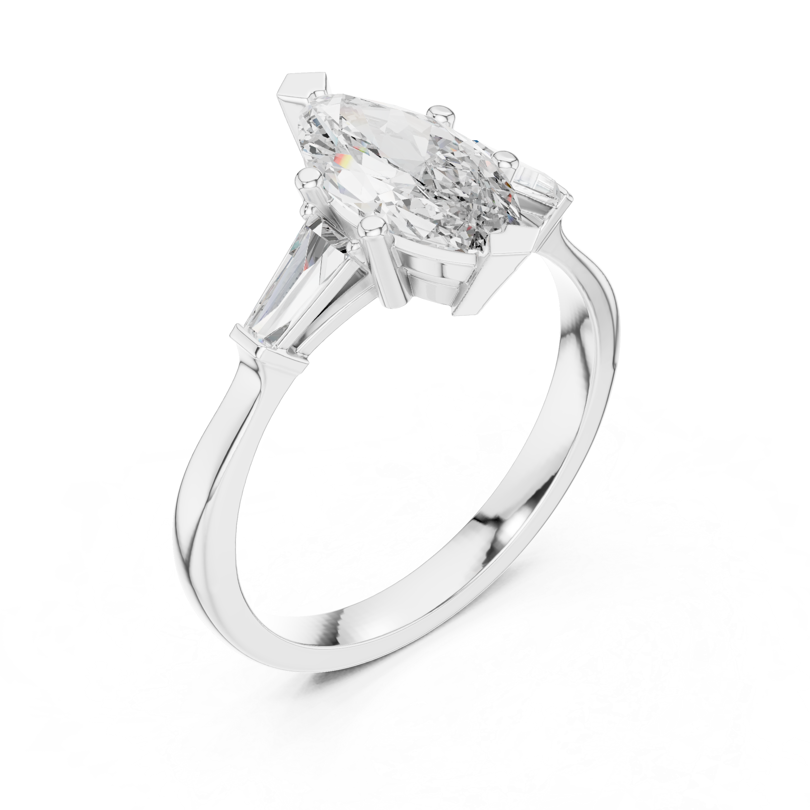 Three Stone Marquise Cut Diamond Engagement Ring