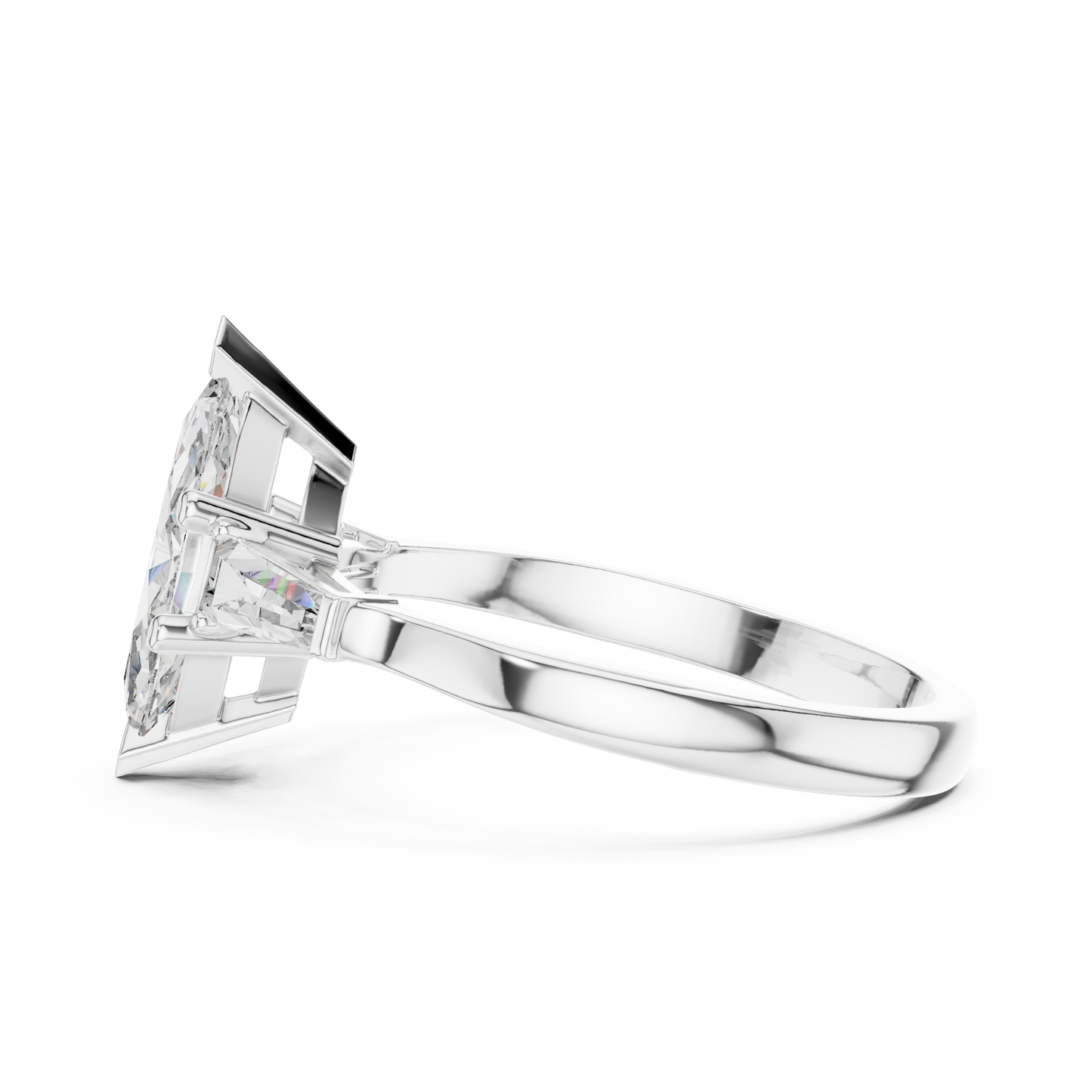 Three Stone Marquise Cut Diamond Engagement Ring