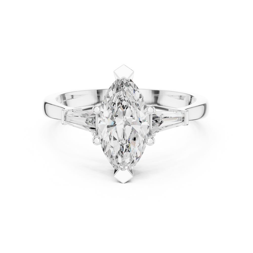 Three Stone Marquise Cut Diamond Engagement Ring