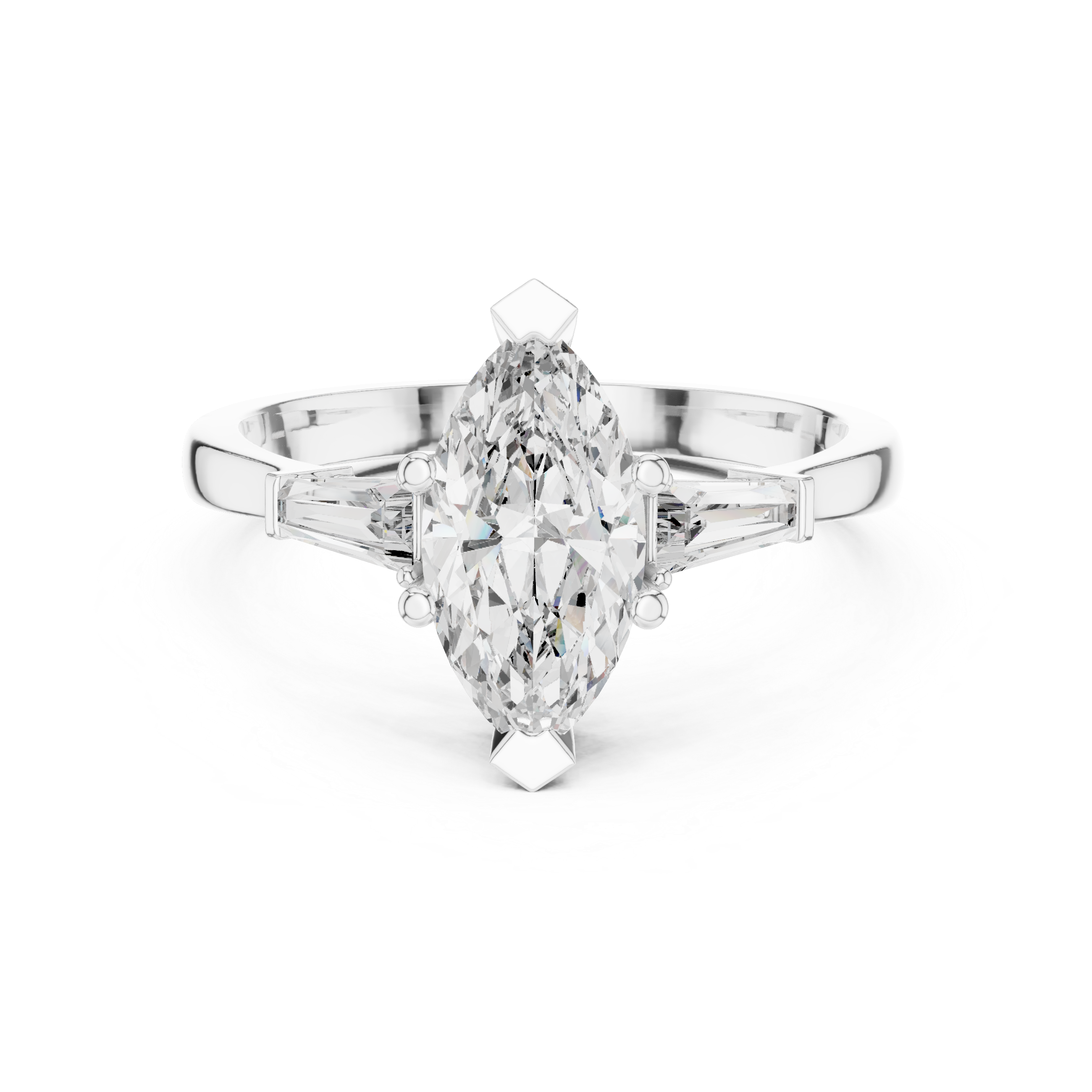 Three Stone Marquise Cut Diamond Engagement Ring
