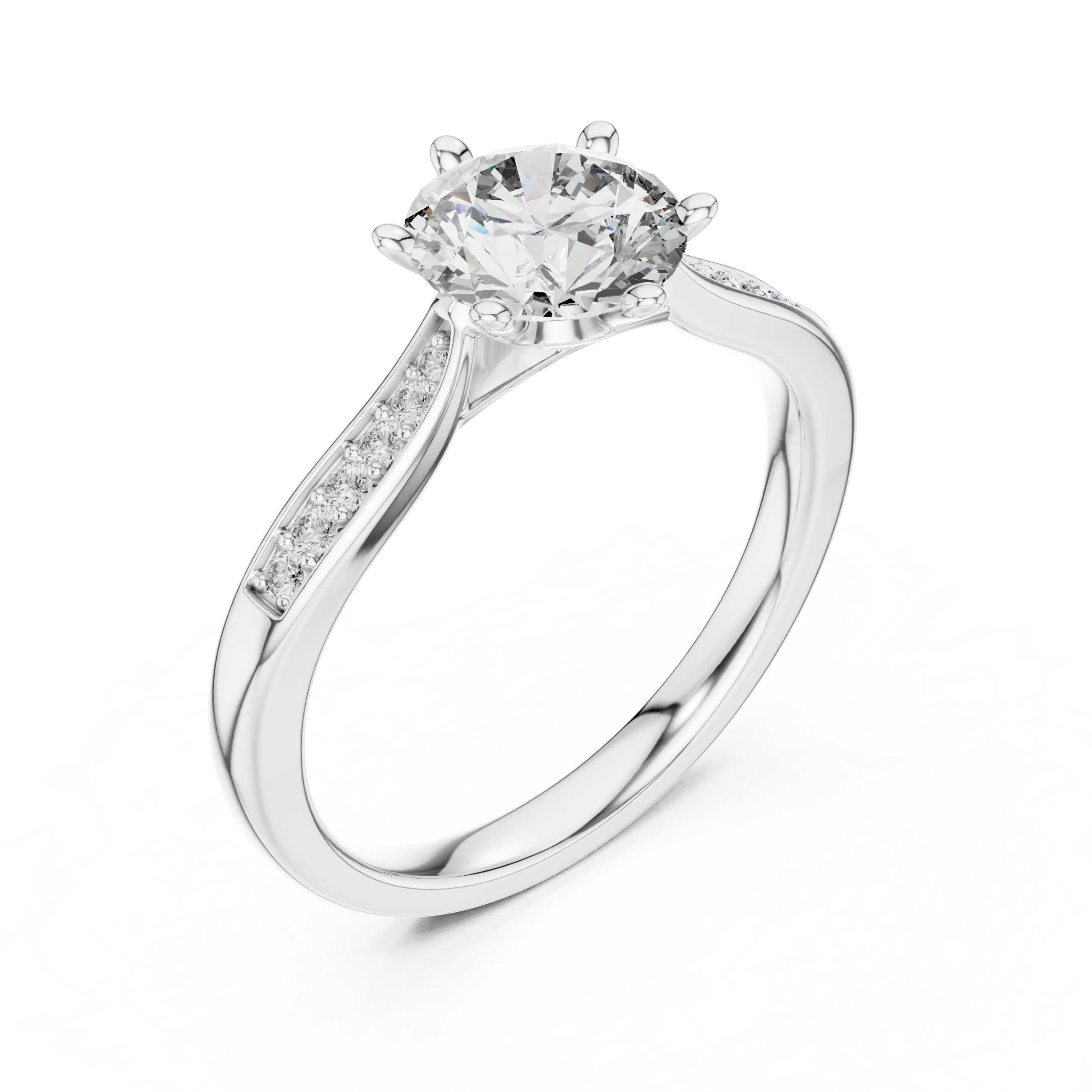 Round Diamond Solitaire Ring With Six Prong
