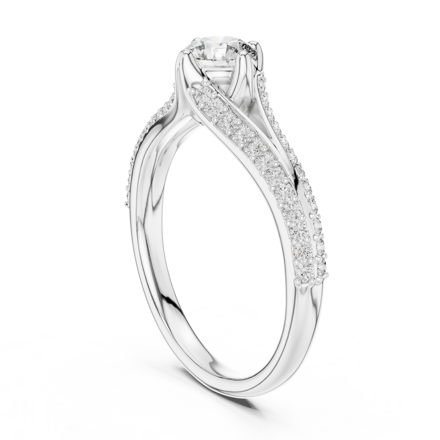 Round Cut Lab Diamond Shink Shank Engagement Ring