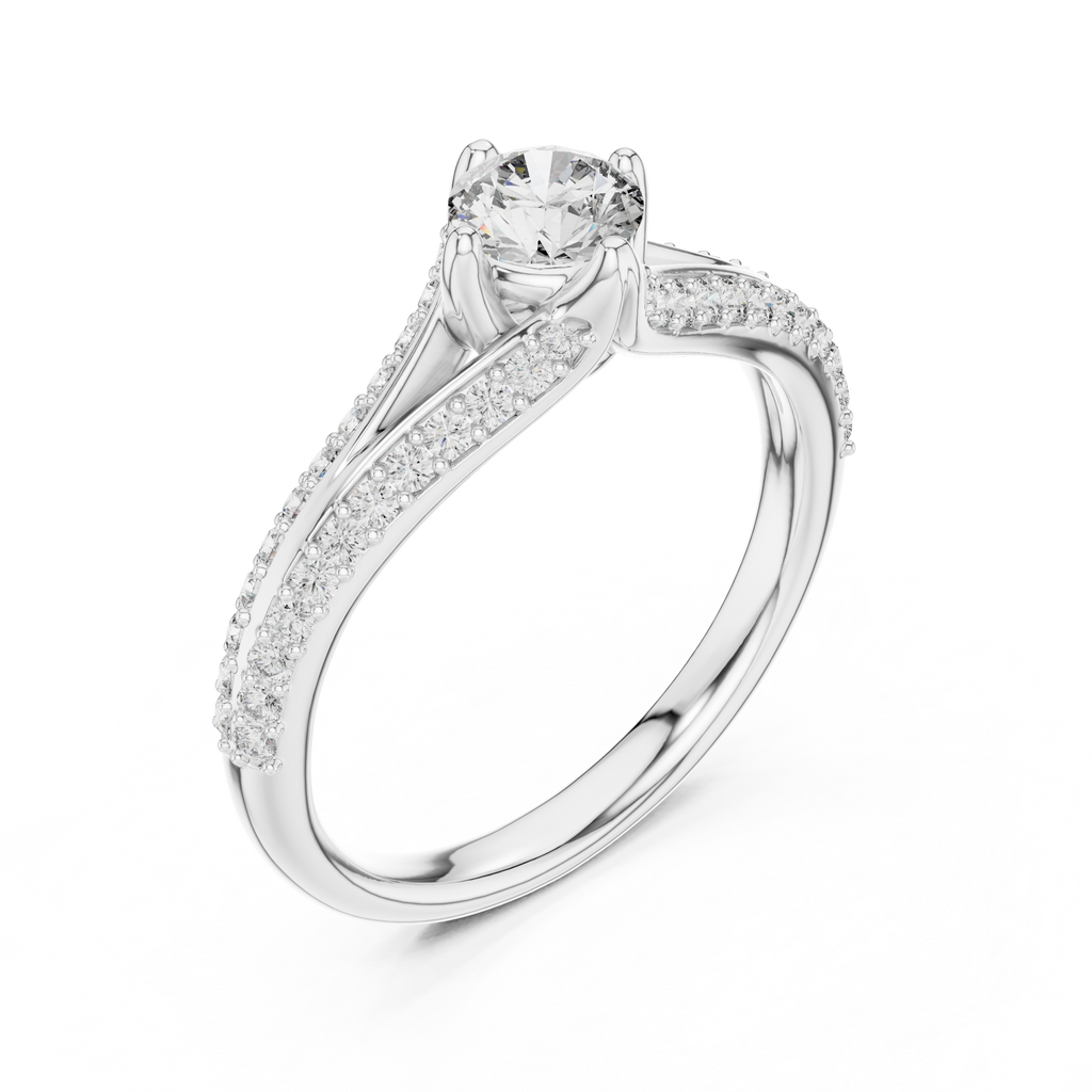 Round Cut Lab Diamond Shink Shank Engagement Ring