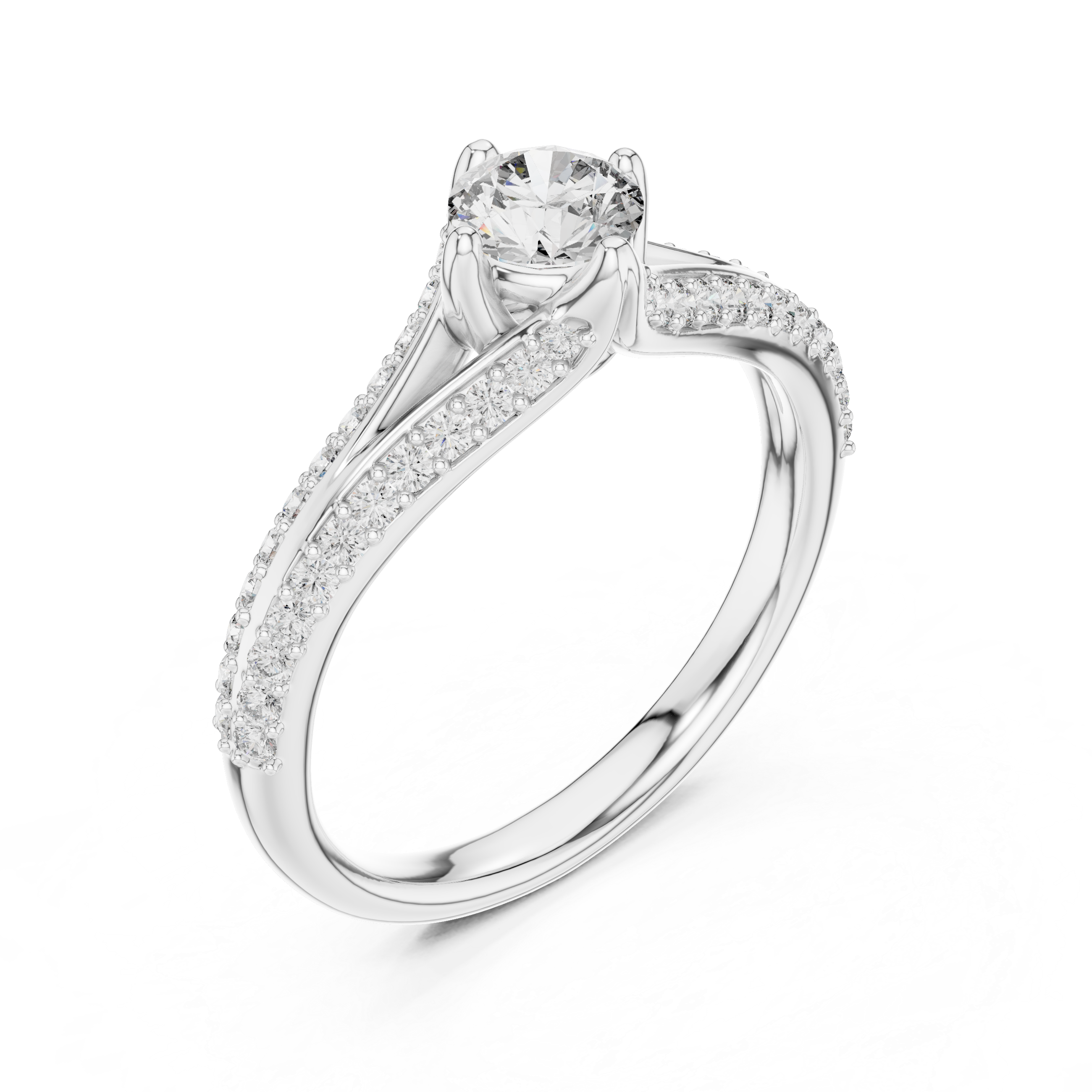 Round Cut Lab Diamond Shink Shank Engagement Ring