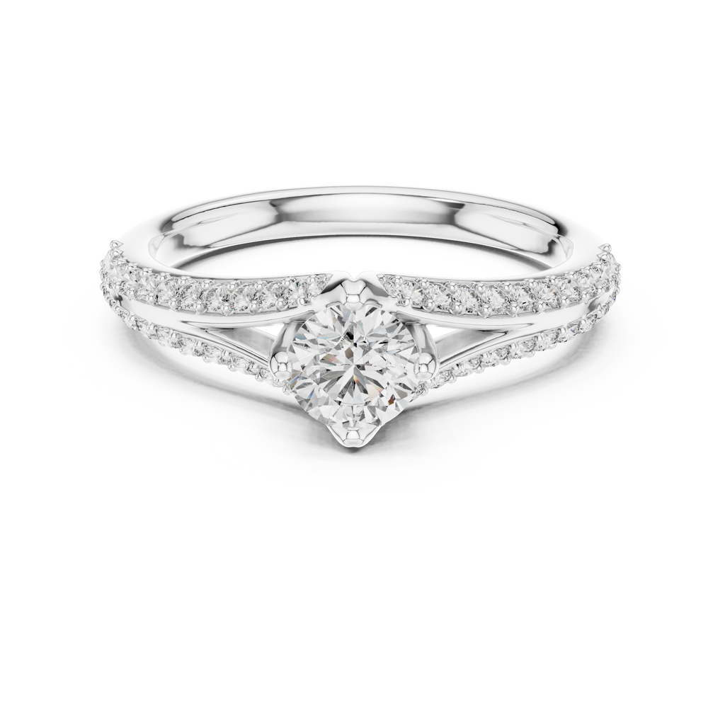 Round Cut Lab Diamond Shink Shank Engagement Ring