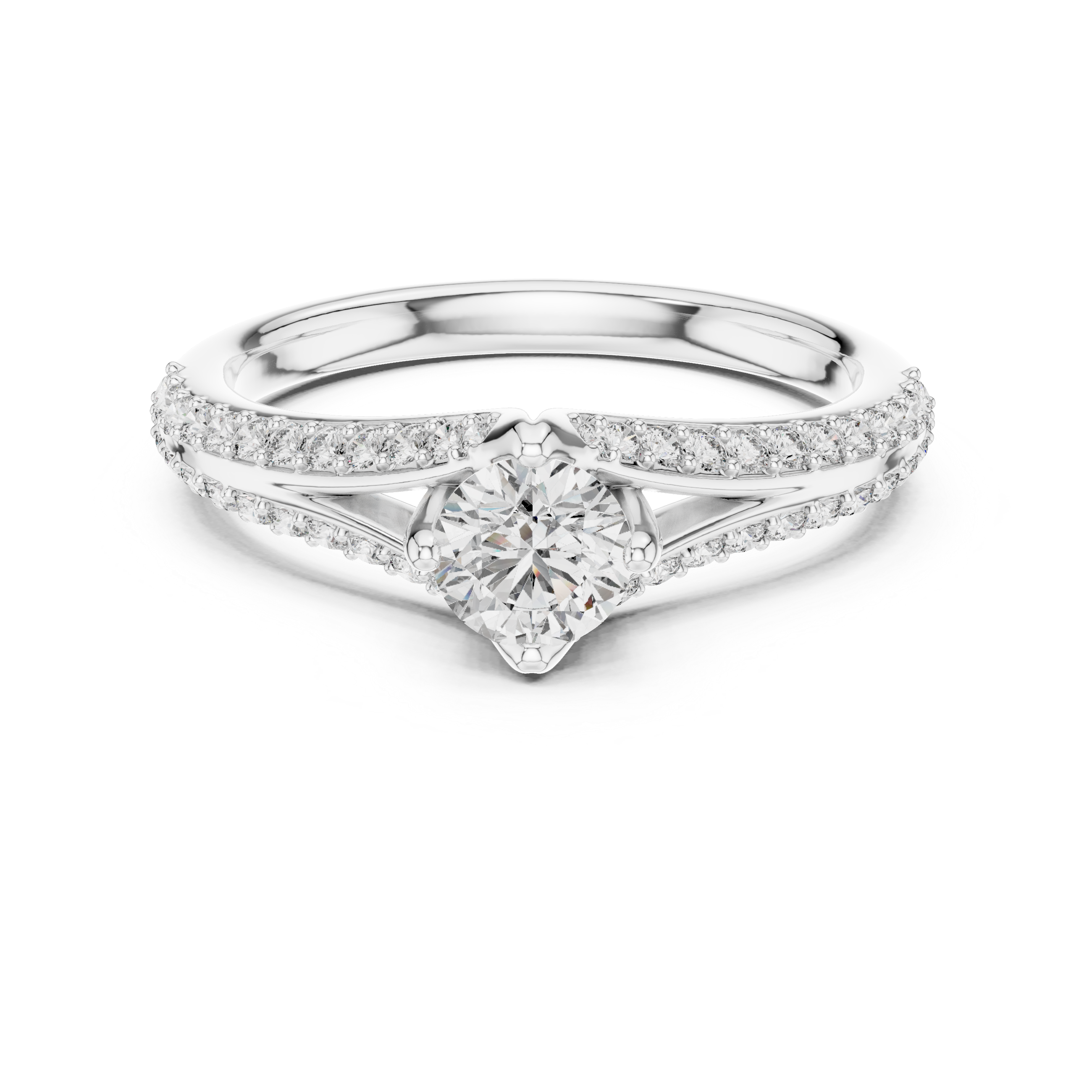 Round Cut Lab Diamond Shink Shank Engagement Ring