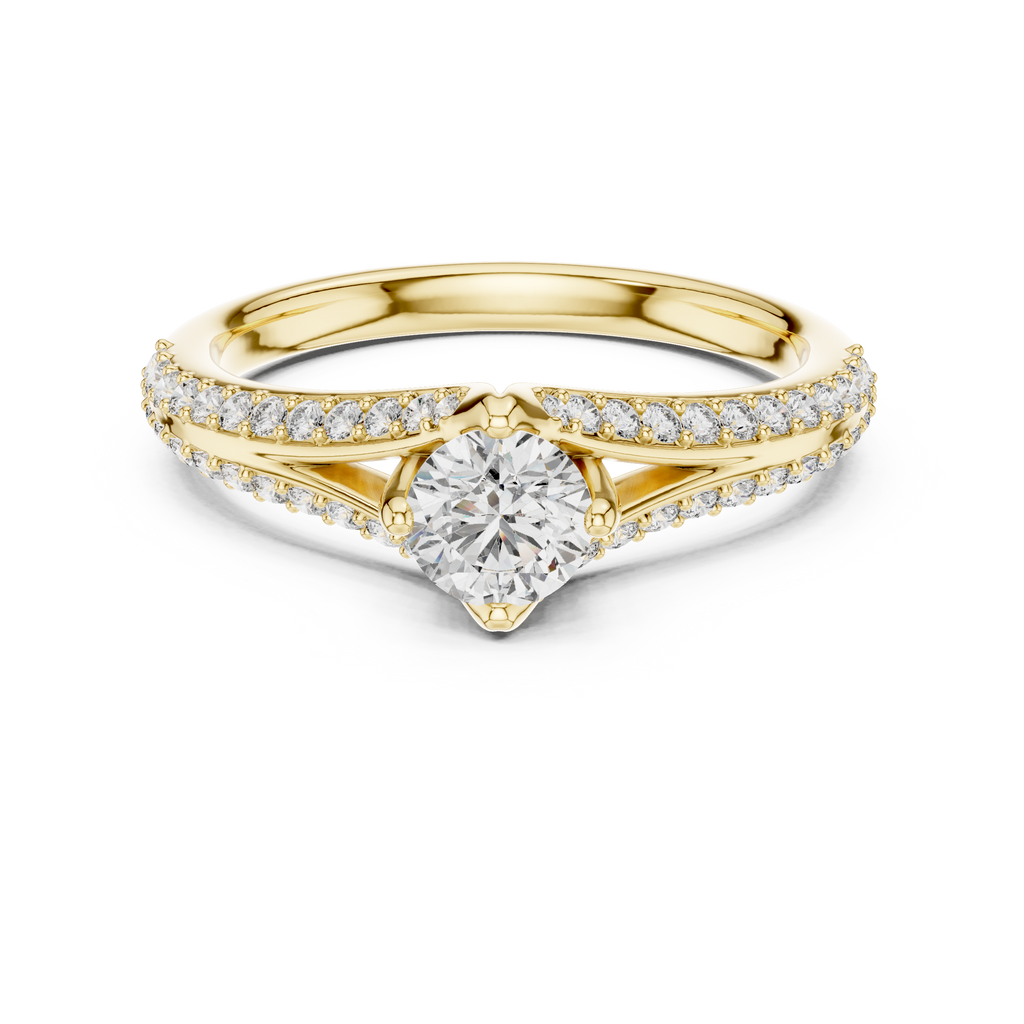 Round Cut Lab Diamond Shink Shank Engagement Ring