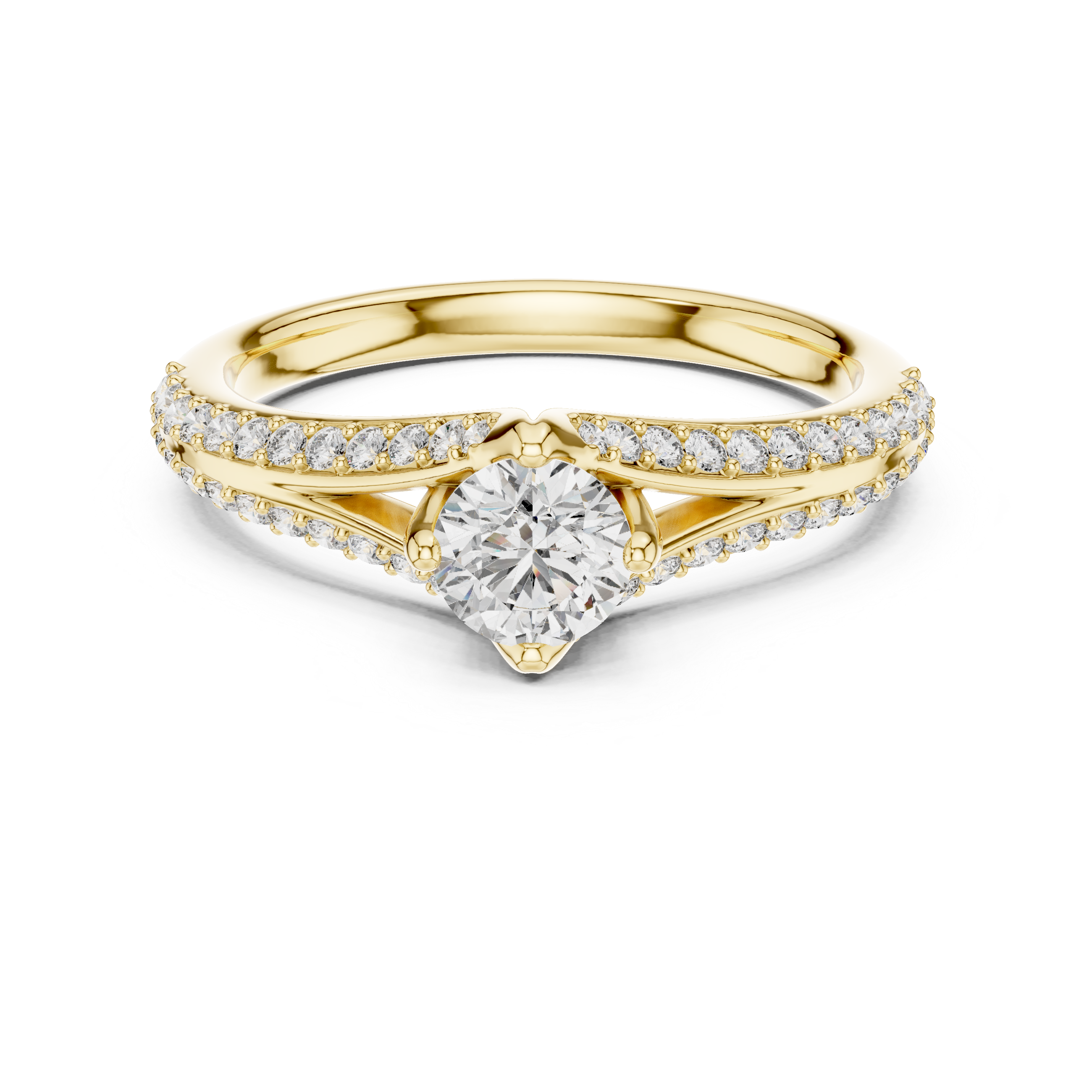 Round Cut Lab Diamond Shink Shank Engagement Ring