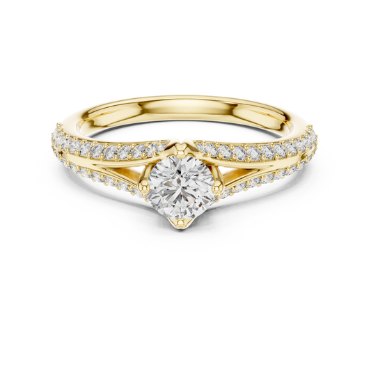 Round Cut Lab Diamond Shink Shank Engagement Ring