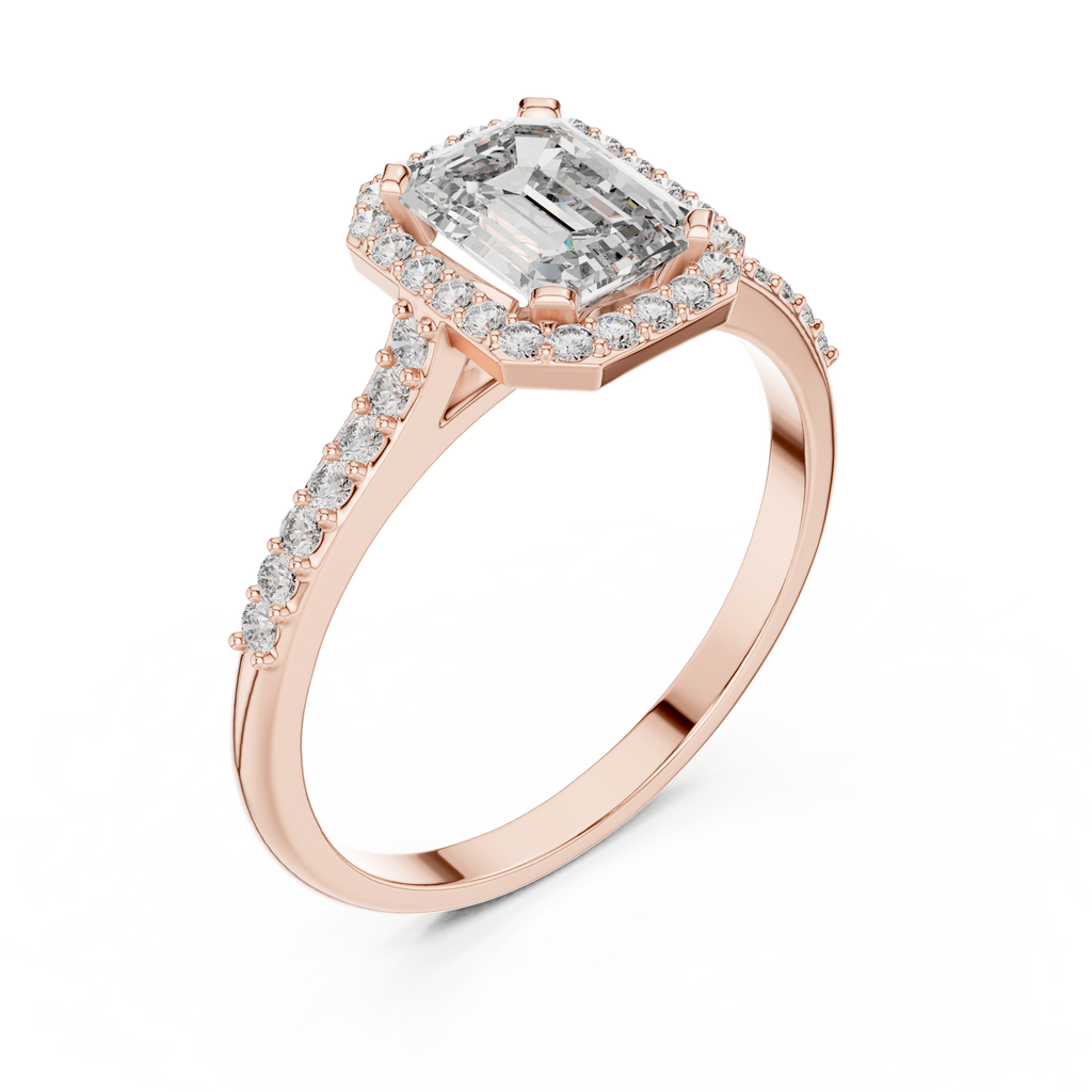 Emerald Cut Lab Diamond Halo Engagement Ring