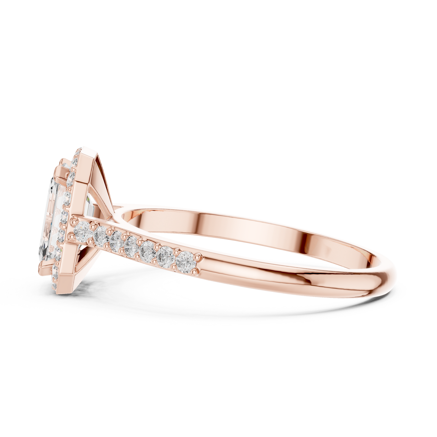 Emerald Cut Lab Diamond Halo Engagement Ring