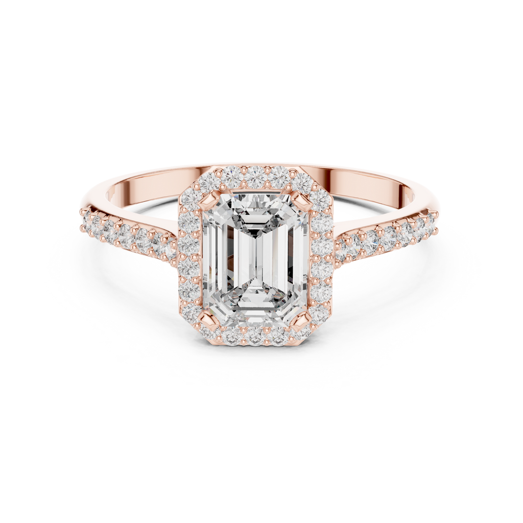 Emerald Cut Lab Diamond Halo Engagement Ring