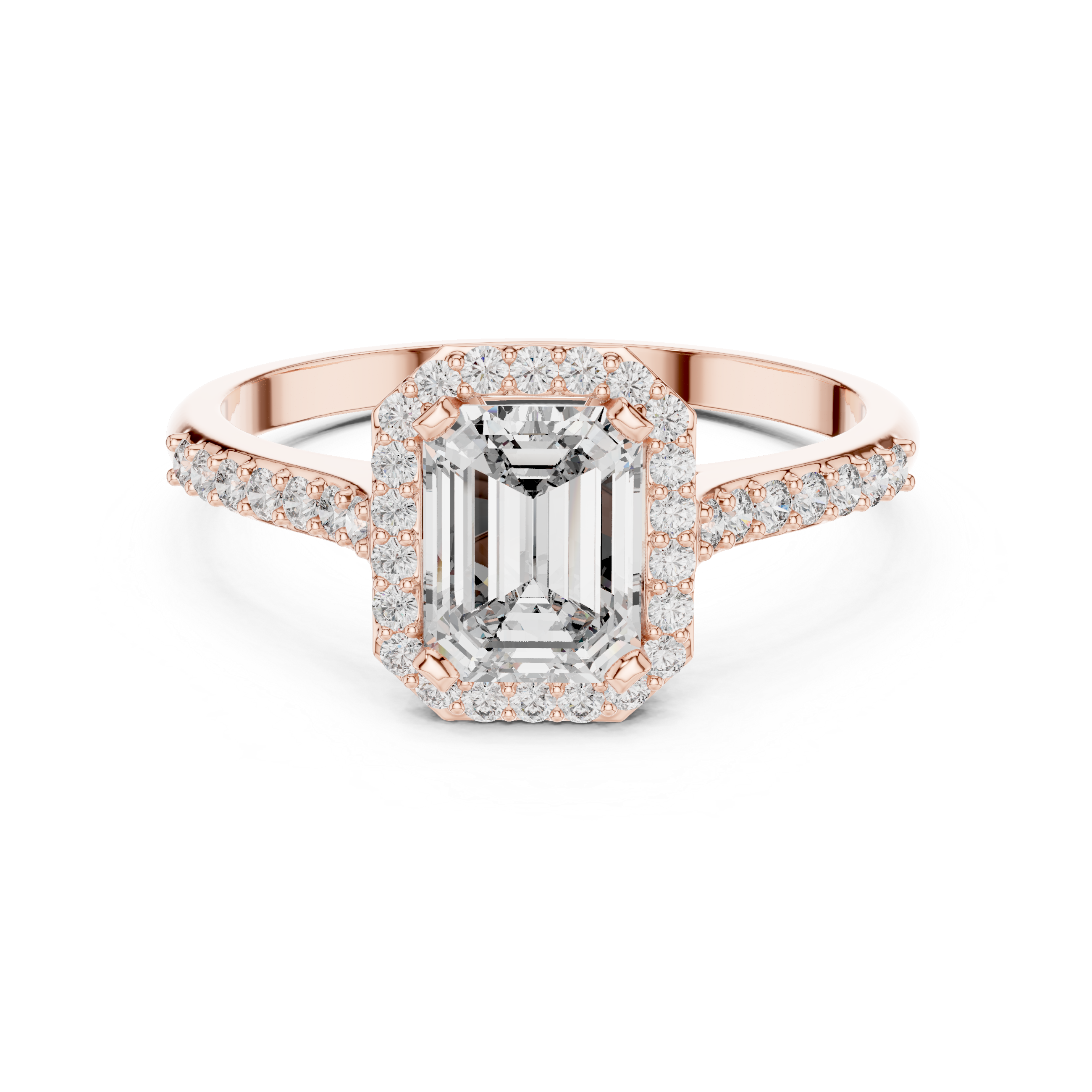 Emerald Cut Lab Diamond Halo Engagement Ring