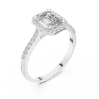 Emerald Cut Lab Diamond Halo Engagement Ring