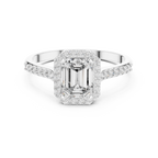 Emerald Cut Lab Diamond Halo Engagement Ring