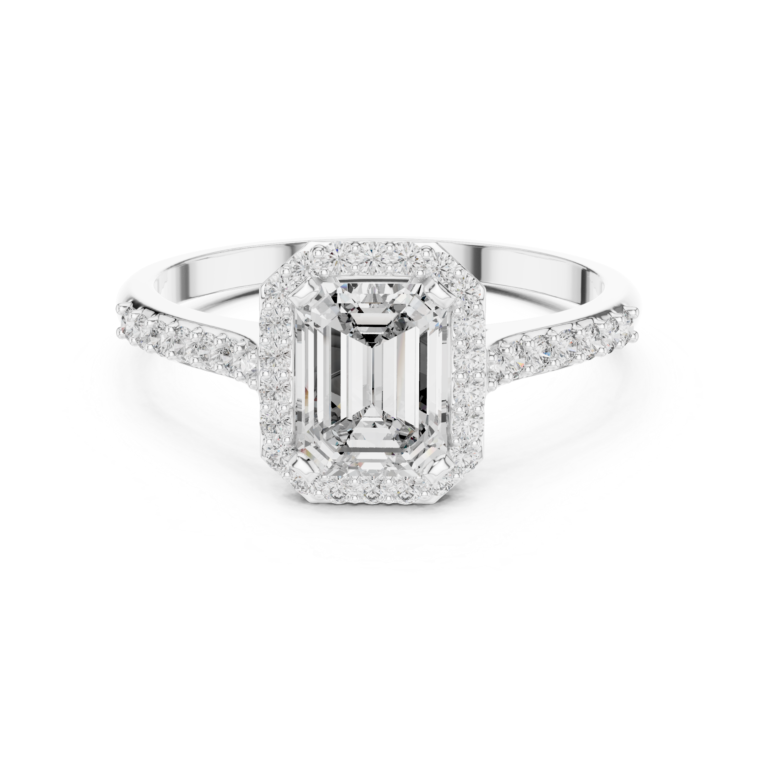 Emerald Cut Lab Diamond Halo Engagement Ring