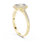 Emerald Cut Lab Diamond Halo Engagement Ring