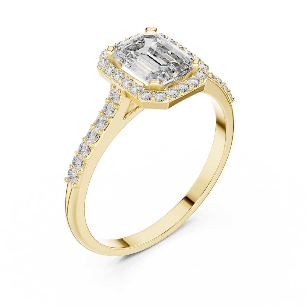 Emerald Cut Lab Diamond Halo Engagement Ring