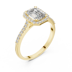 Emerald Cut Lab Diamond Halo Engagement Ring