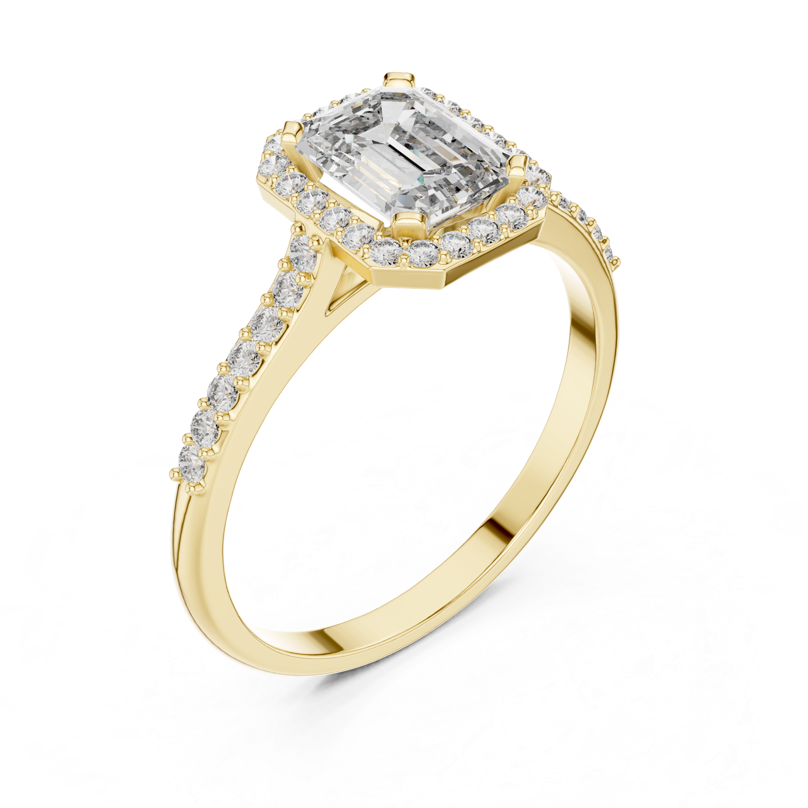 Emerald Cut Lab Diamond Halo Engagement Ring