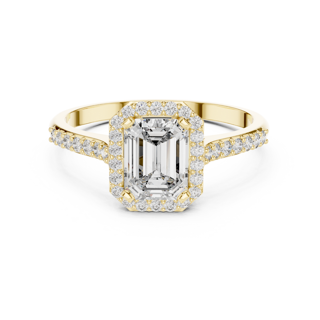 Emerald Cut Lab Diamond Halo Engagement Ring