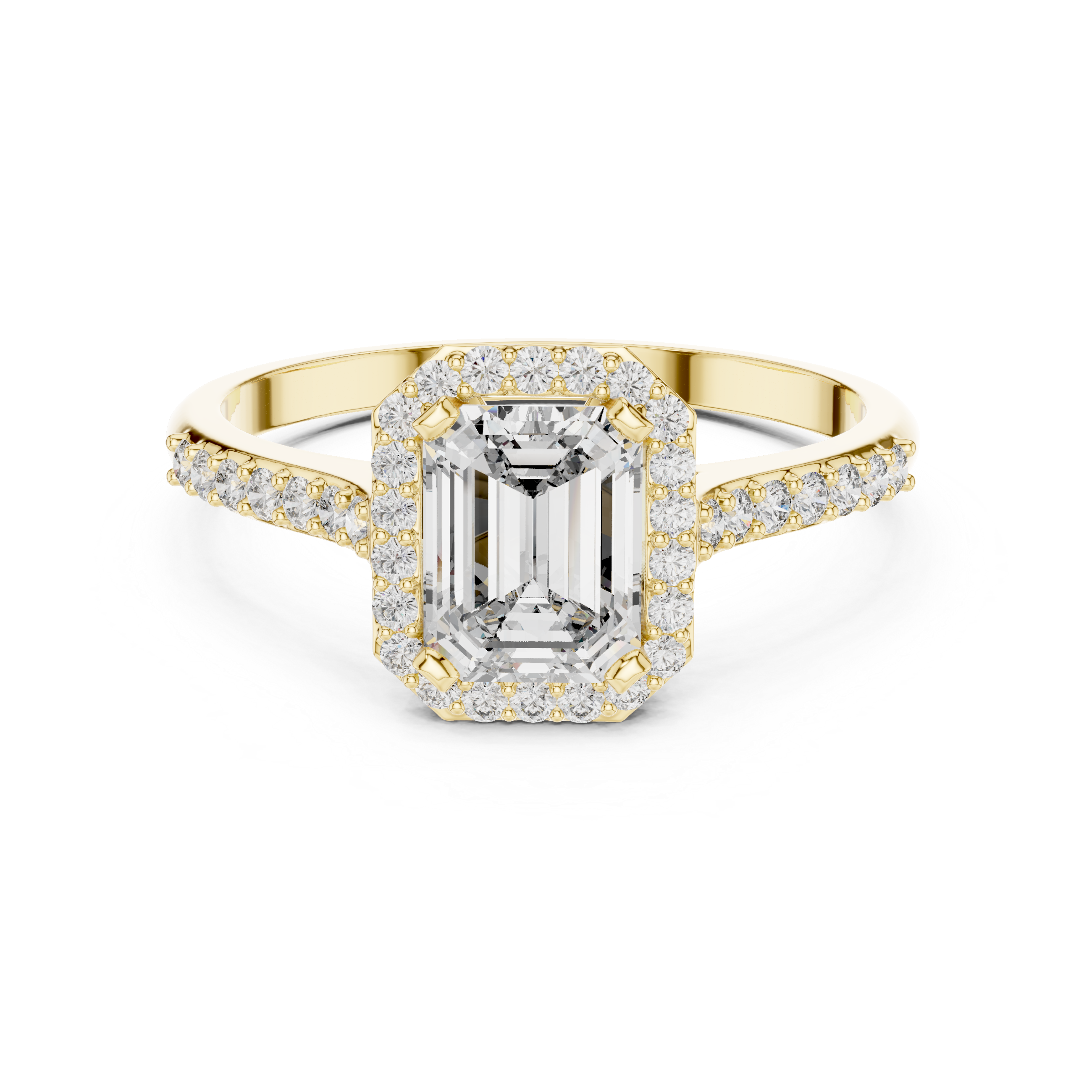 Emerald Cut Lab Diamond Halo Engagement Ring