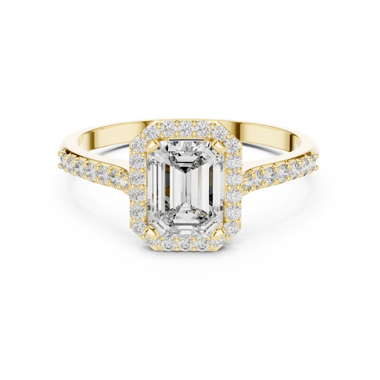 Emerald Cut Lab Diamond Halo Engagement Ring