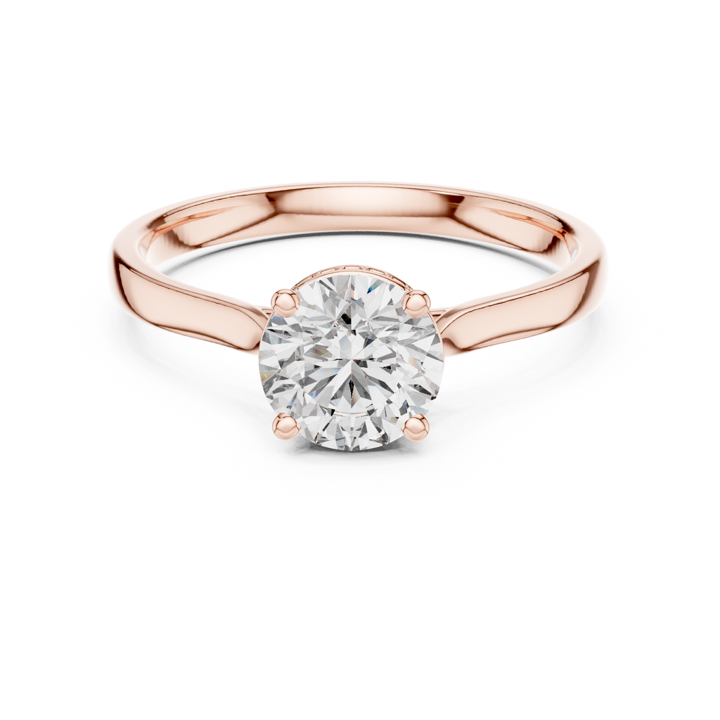 Hidden Halo Solitaire Ring With Round Cut Diamond