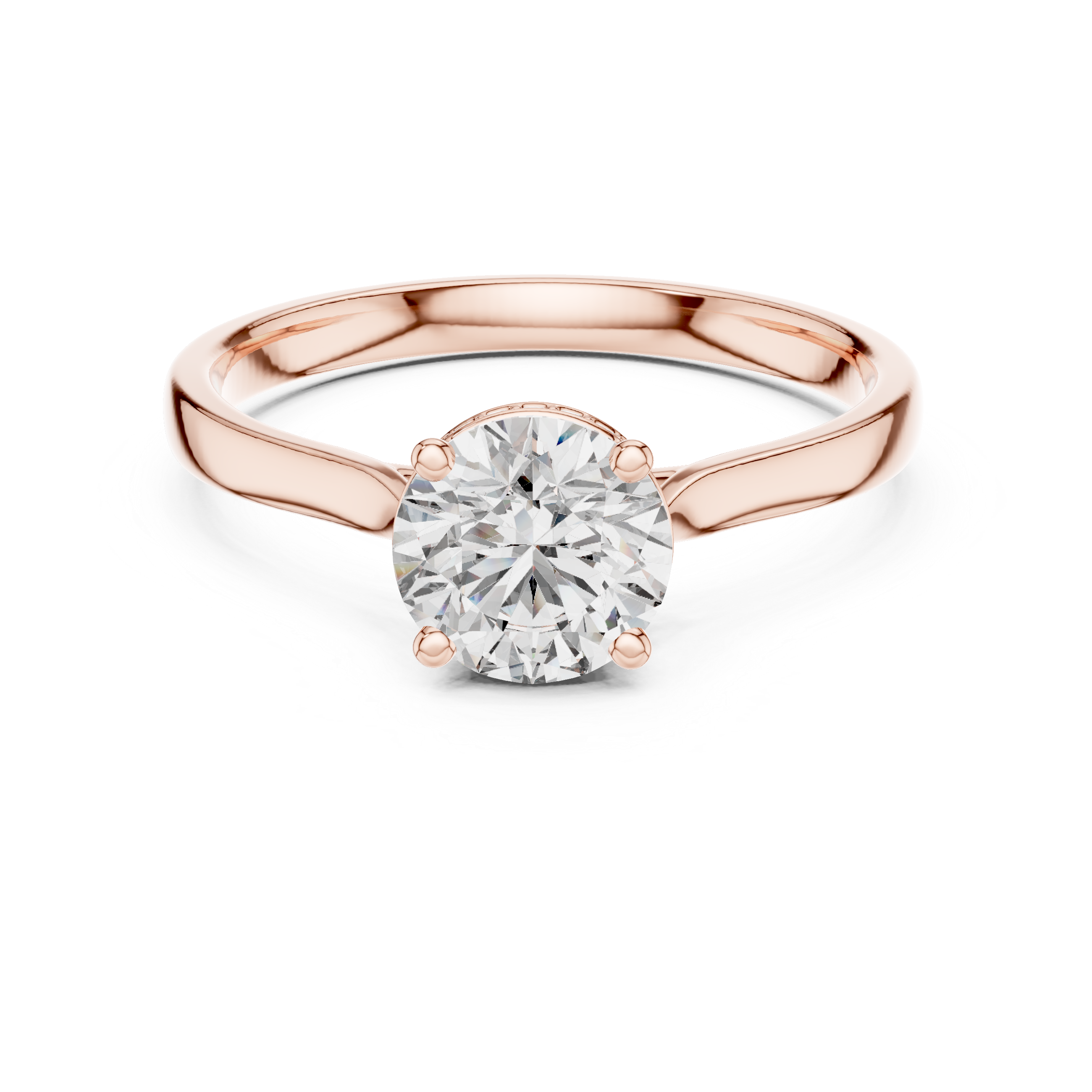 Hidden Halo Solitaire Ring With Round Cut Diamond