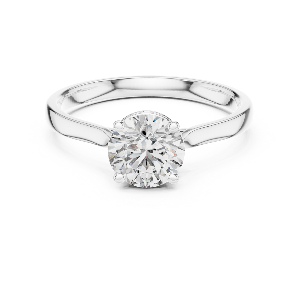 Hidden Halo Solitaire Ring With Round Cut Diamond